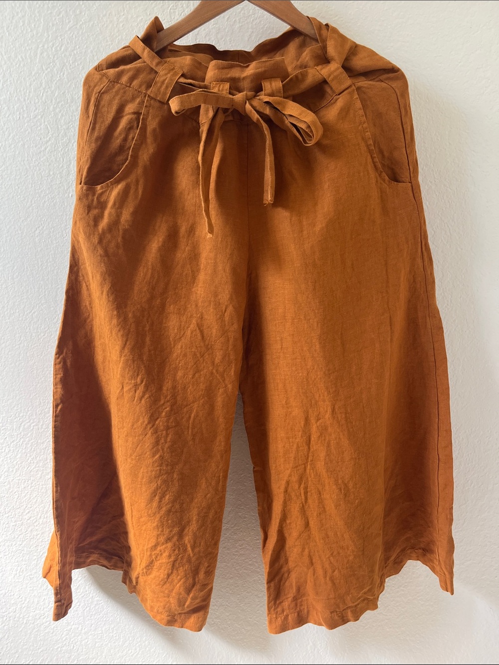 Bryn Walker crop Tie Waist Pants Small Linen Culottes